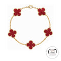 KLOVAR LONDON Red Clover Bracelet 925 Silver 18k Gold Plated