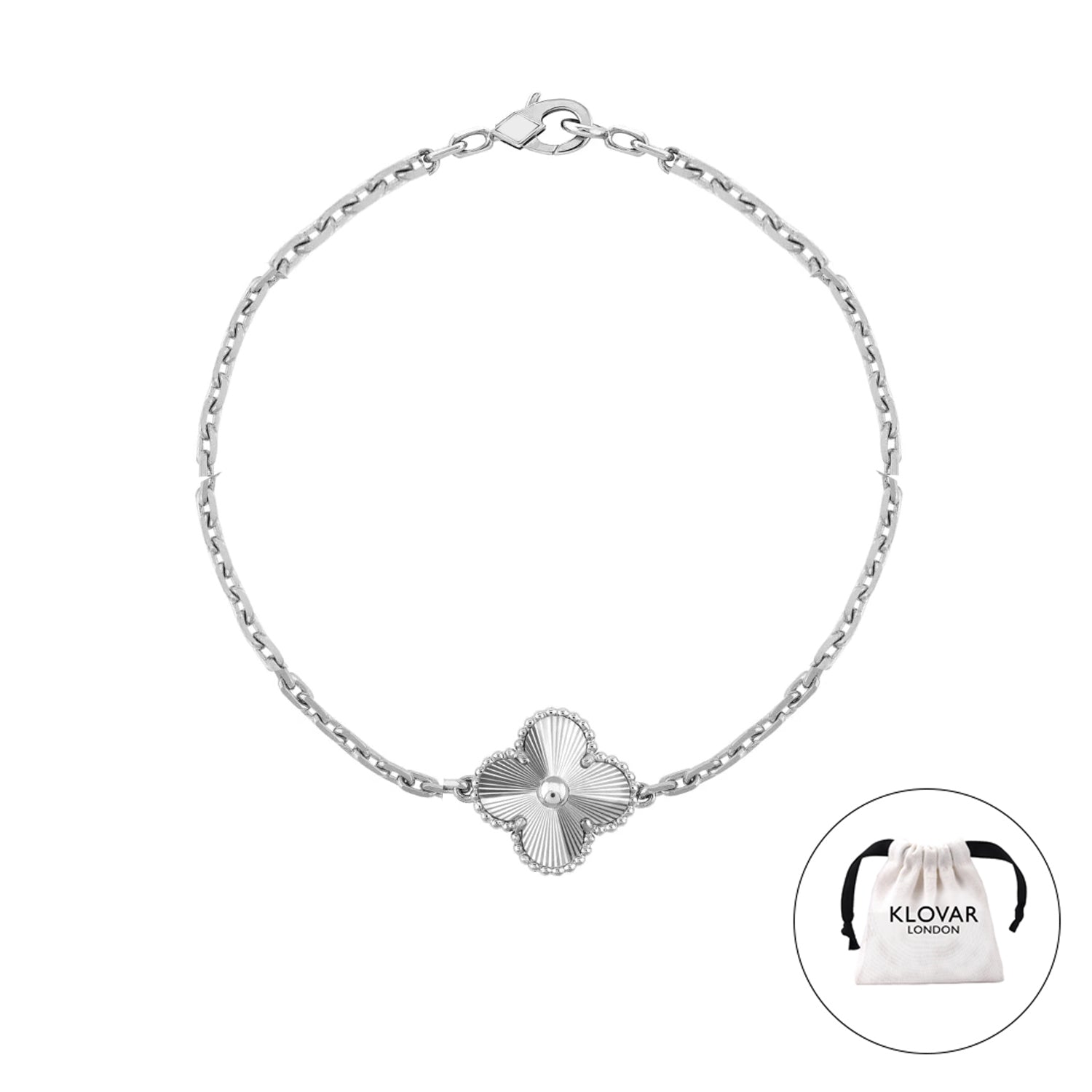 KLOVAR LONDON Silver Single Clover Bracelet 925 Silver
