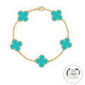 KLOVAR LONDON Turquoise Clover Bracelet 925 Silver 18k Gold Plated