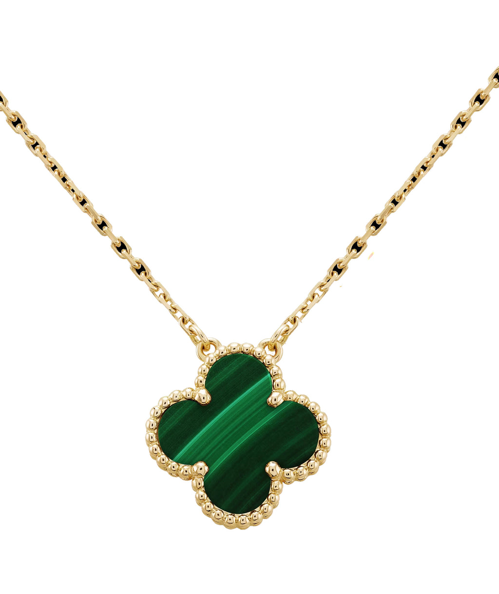 KLOVAR LONDON Green Clover Necklace Earrings Bracelets Set 925 Silver 18k Gold Plated