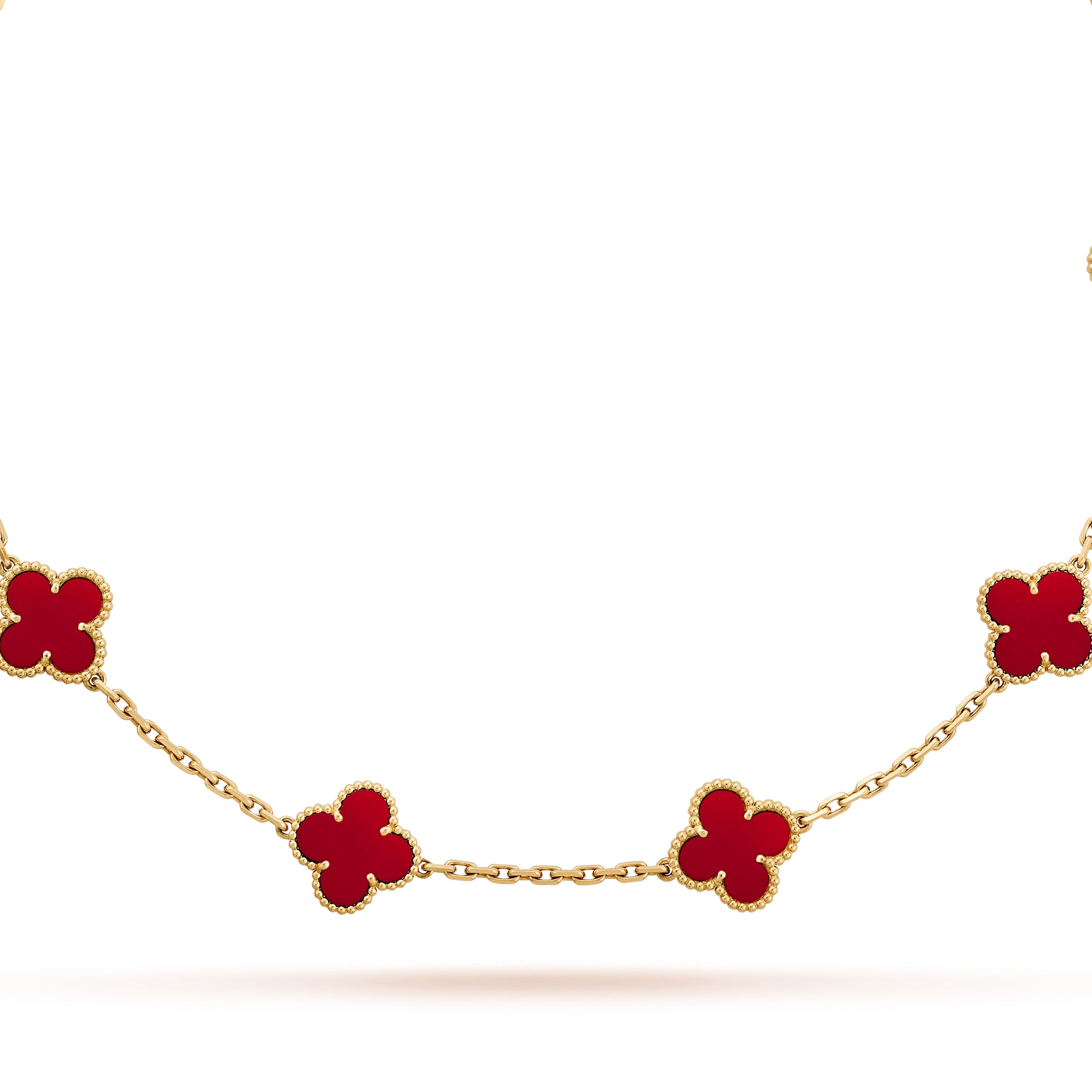 KLOVAR LONDON Red Clover 10 Motif Necklace 925 Silver 18k Gold Plated