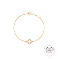 KLOVAR LONDON White Pearl Single Clover Bracelet 925 Silver 18k Gold Plated