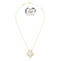 KLOVAR LONDON White Pearl Clover Large 1 Motif Necklace 925 Silver 18k Gold Plated
